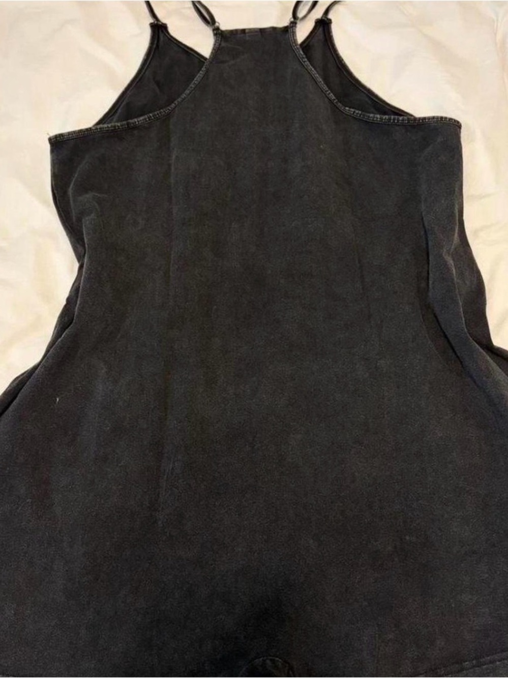 Black Denim Romper with Front Pockets - Picture 4 of 5